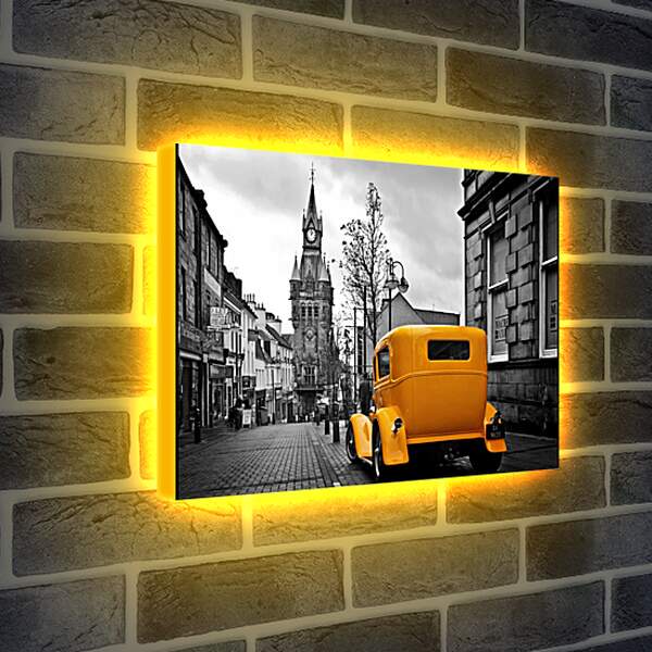 Лайтбокс световая панель - Лондон. Жёлтое авто.