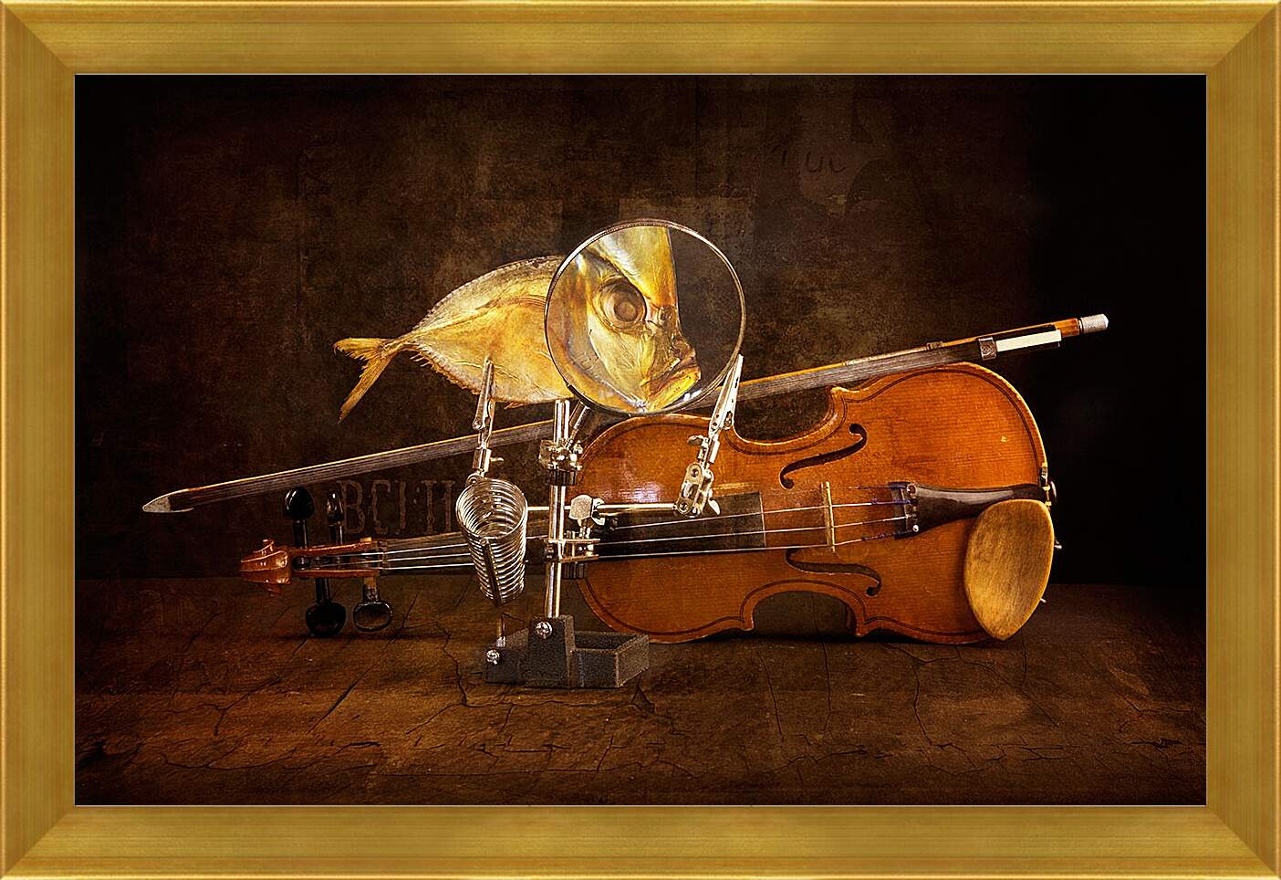 Картина в раме - Вомер и скрипка. Валентин Иванцов