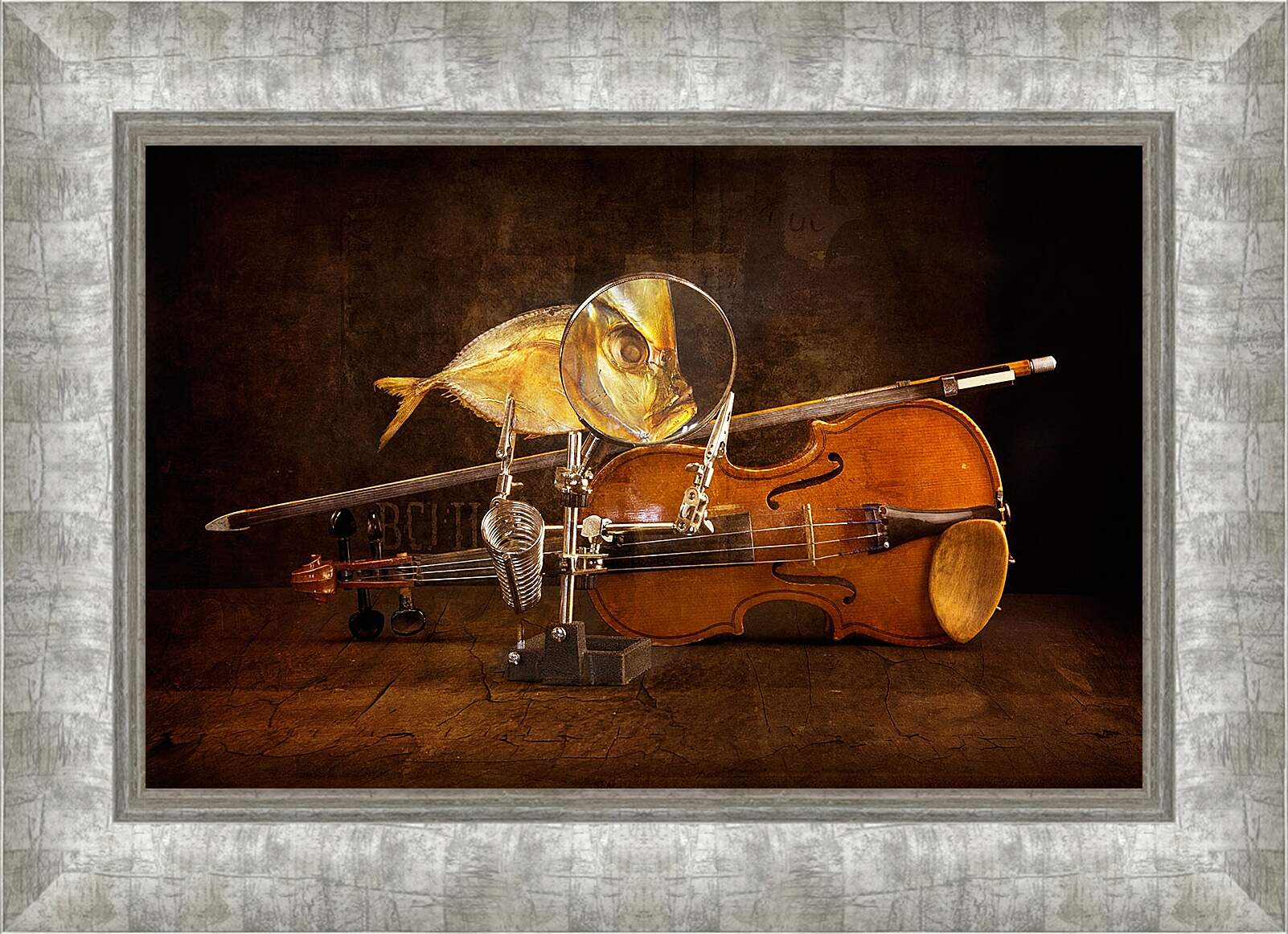 Картина в раме - Вомер и скрипка. Валентин Иванцов