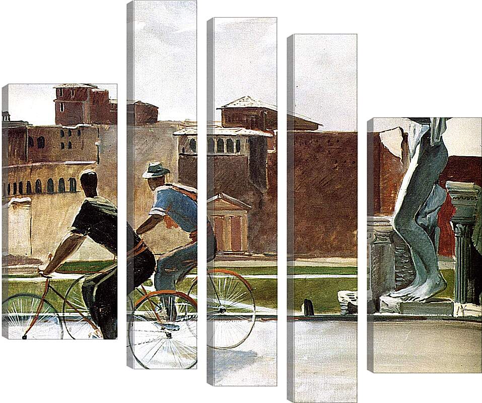 Модульная картина - Итальянские рабочие на велосипедах. Александр Дейнека
