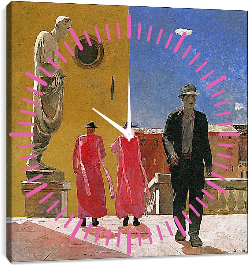 Часы картина - Улица в Риме. Александр Дейнека