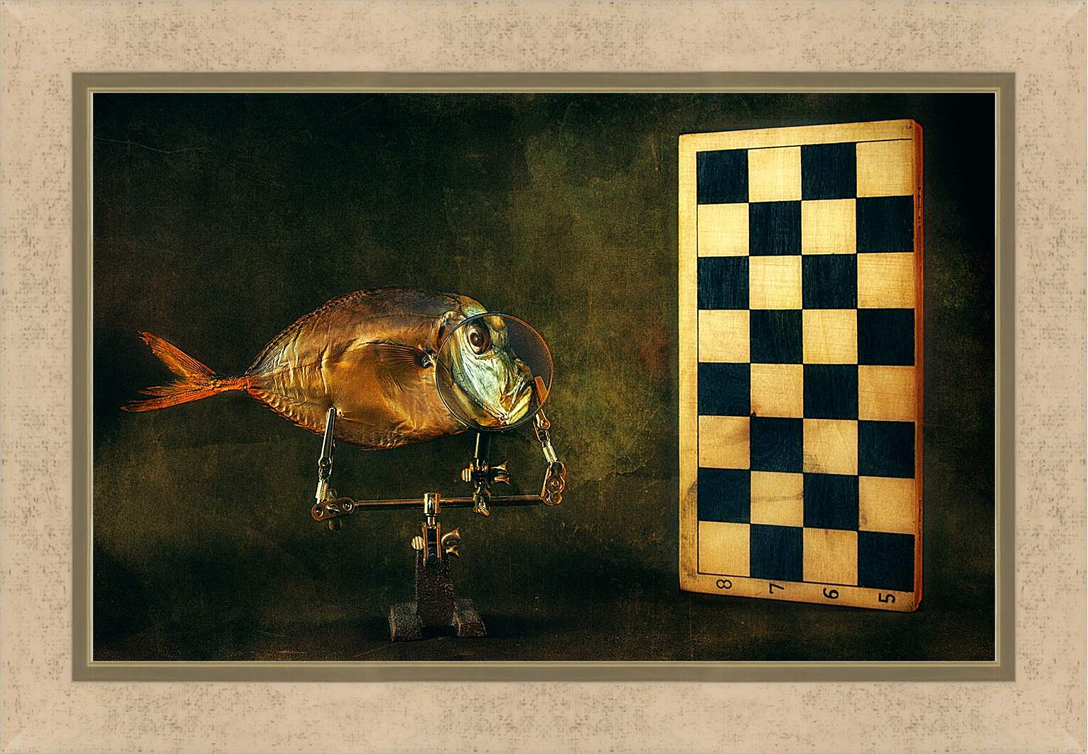 Картина в раме - Вомер и шахматы. Валентин Иванцов