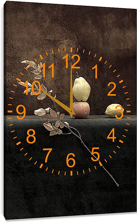 Часы картина - Груша, яблоко, лимон. Валентин Иванцов
