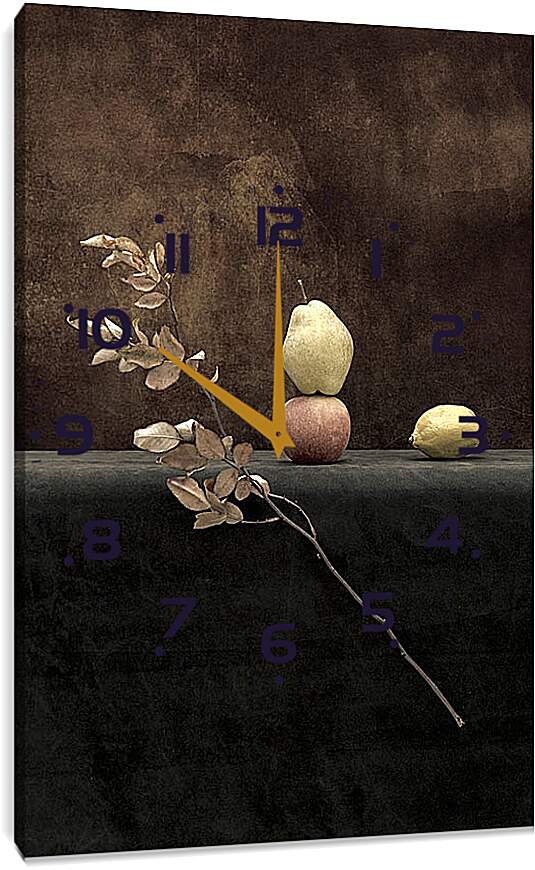 Часы картина - Груша, яблоко, лимон. Валентин Иванцов