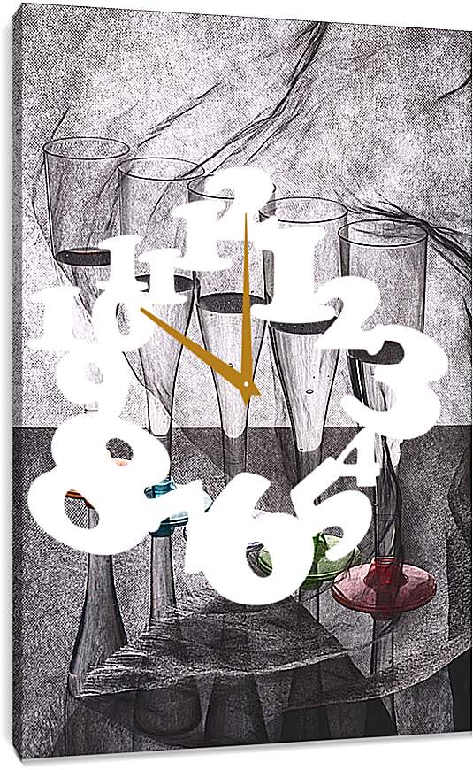 Часы картина - Натюрморт с бокалами. Валентин Иванцов