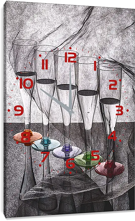 Часы картина - Натюрморт с бокалами. Валентин Иванцов
