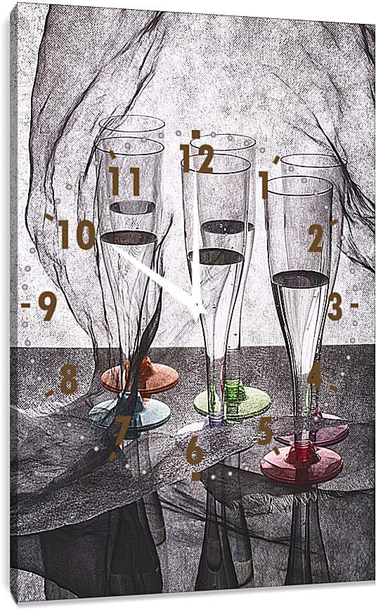 Часы картина - Натюрморт с бокалами 1. Валентин Иванцов