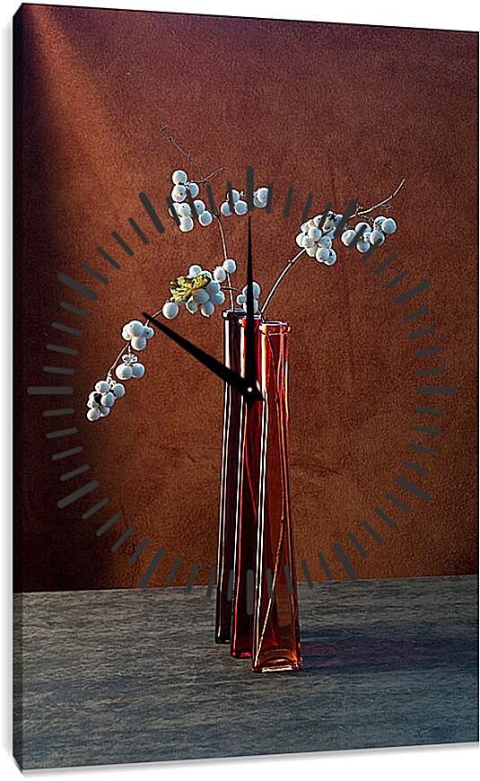 Часы картина - Натюрморт с ветками снежноягодника 1. Валентин Иванцов