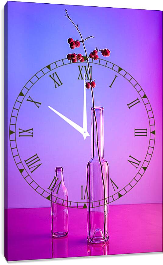 Часы картина - Натюрморт с веткой снежноягодника. Валентин Иванцов
