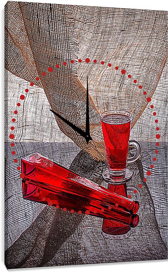 Часы картина - Натюрморт с красной бутылкой