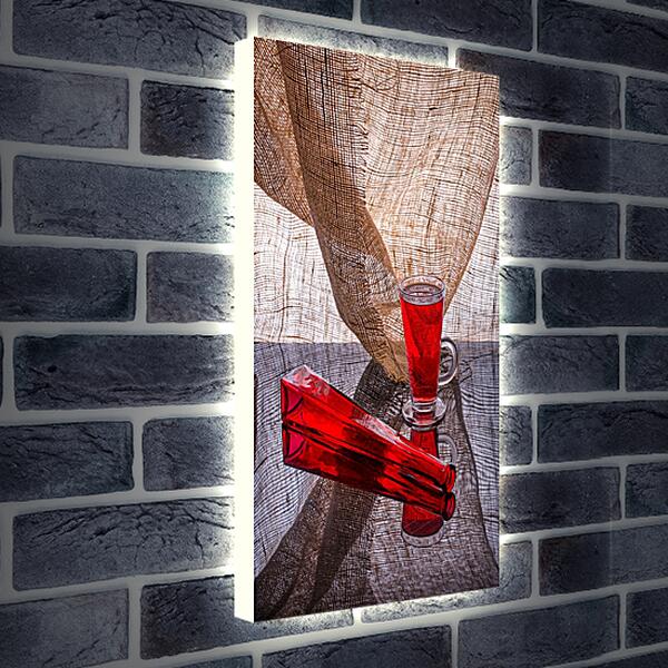 Лайтбокс световая панель - Натюрморт с красной бутылкой