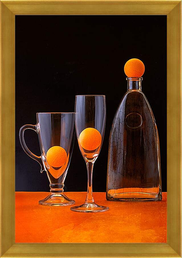 Картина в раме - Натюрморт с оранжевыми шариками