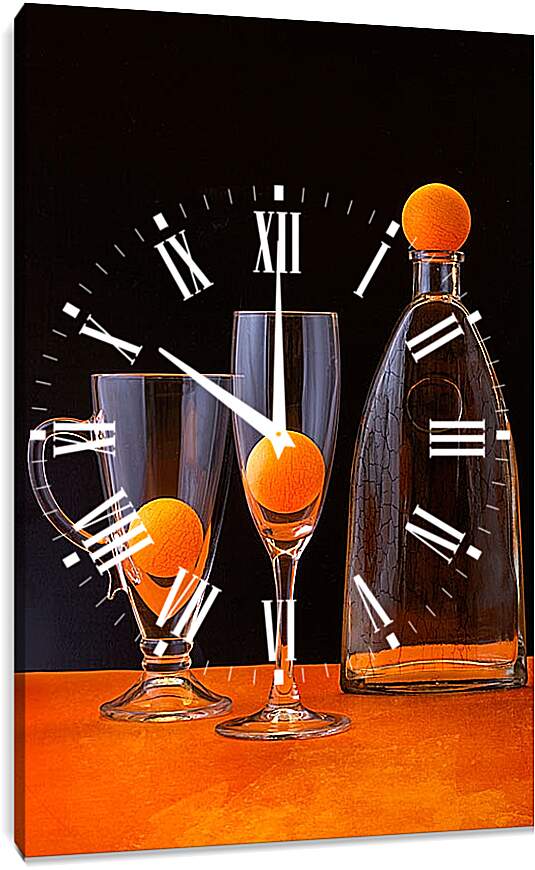 Часы картина - Натюрморт с оранжевыми шариками