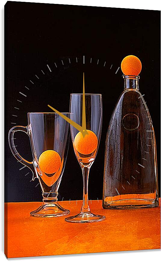 Часы картина - Натюрморт с оранжевыми шариками