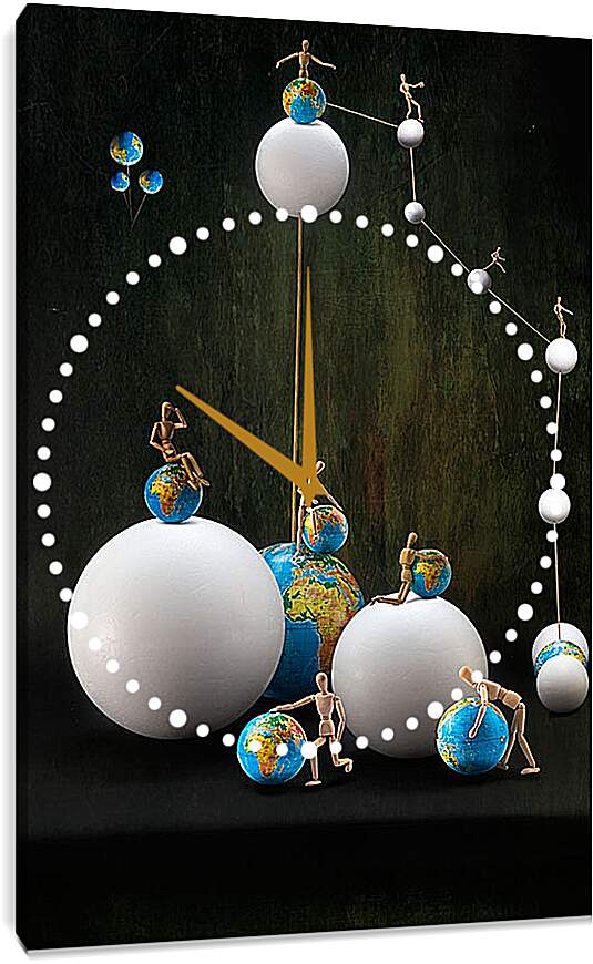 Часы картина - Сопряжение окружностей или время собирать глобусы
