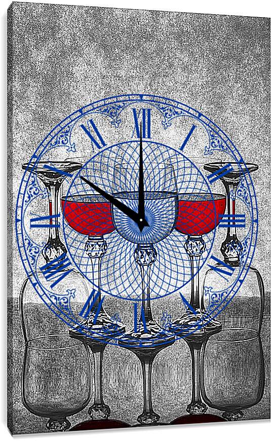 Часы картина - Этюд с бокалами