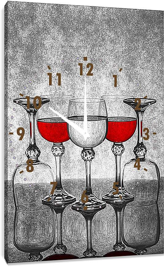 Часы картина - Этюд с бокалами
