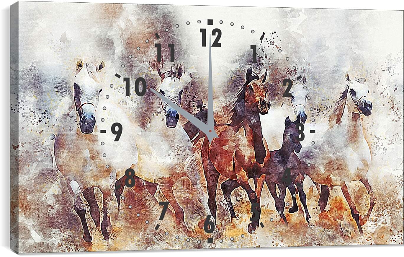 Часы картина - Лошадки