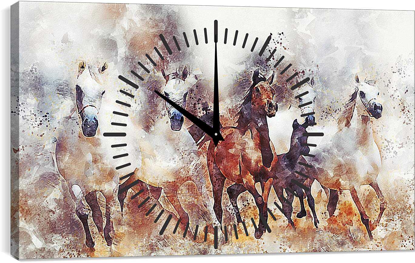Часы картина - Лошадки
