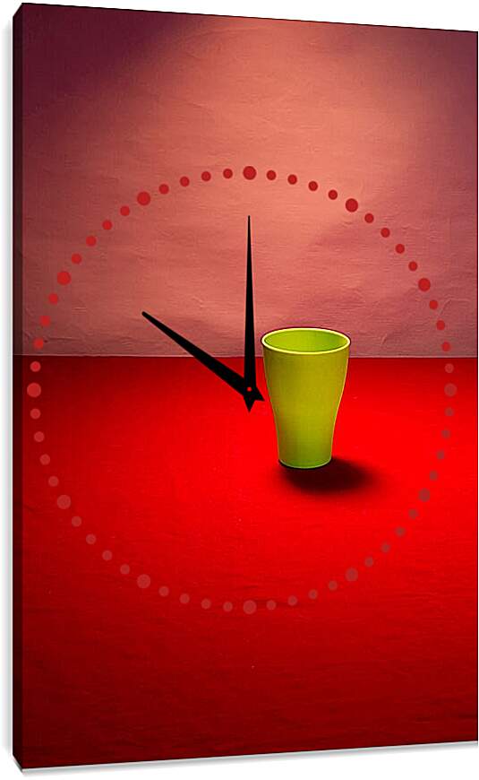 Часы картина - Зелёный стаканчик