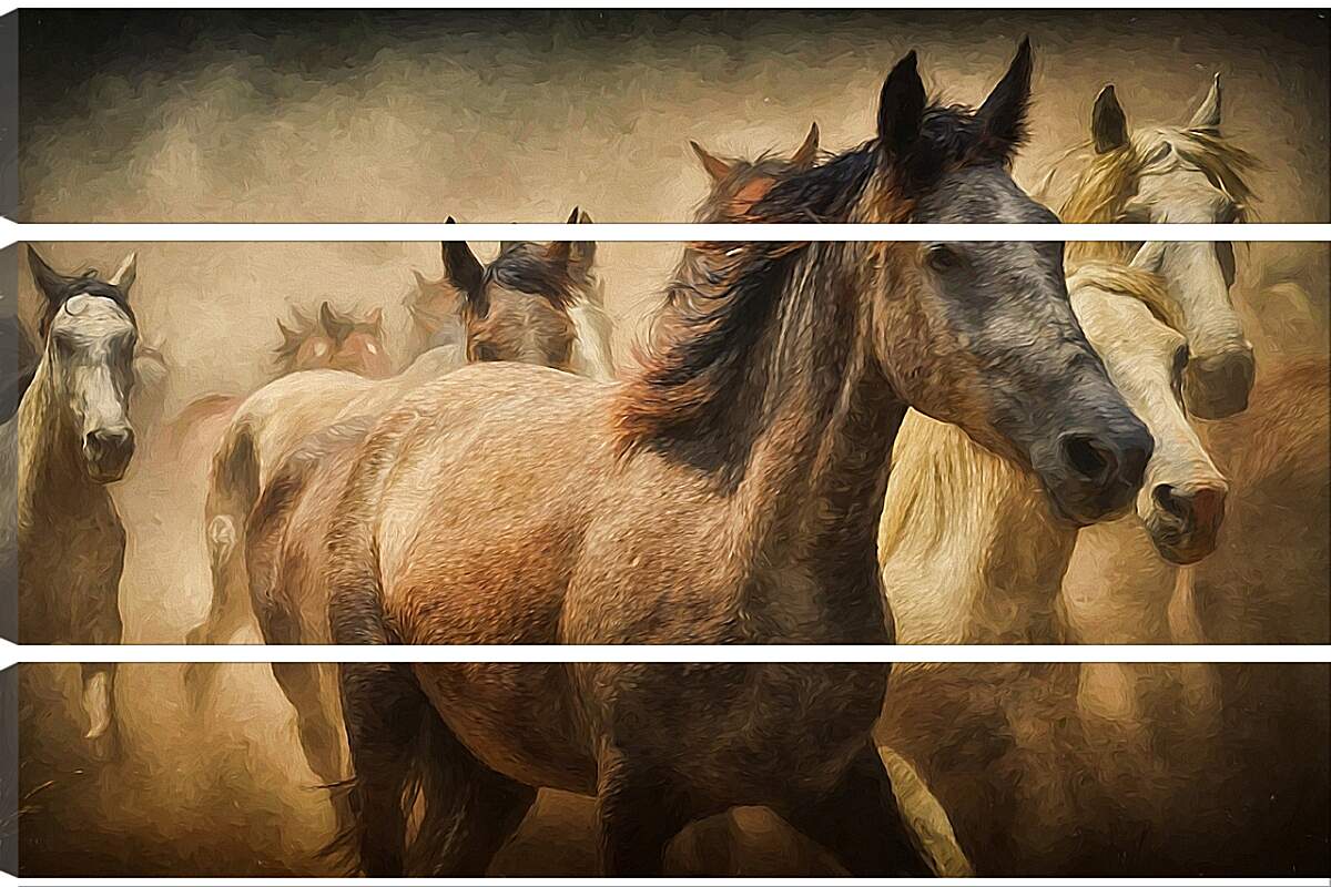 Модульная картина - Табун лошадей