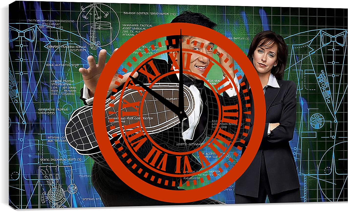 Часы картина - Джеки Чан и Дженнифер Лав Хьюитт. Смокинг