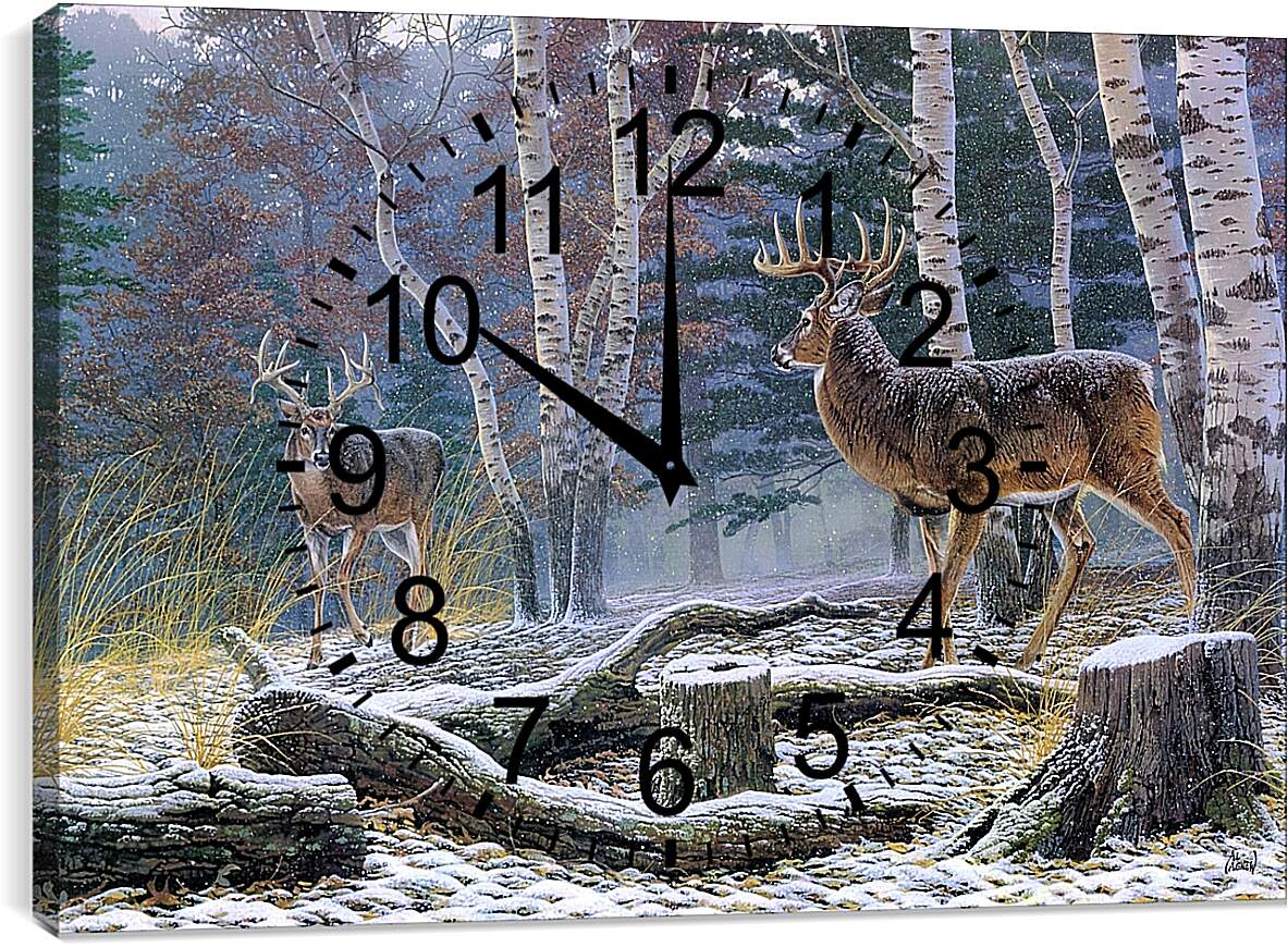 Часы картина - Два лесных оленя