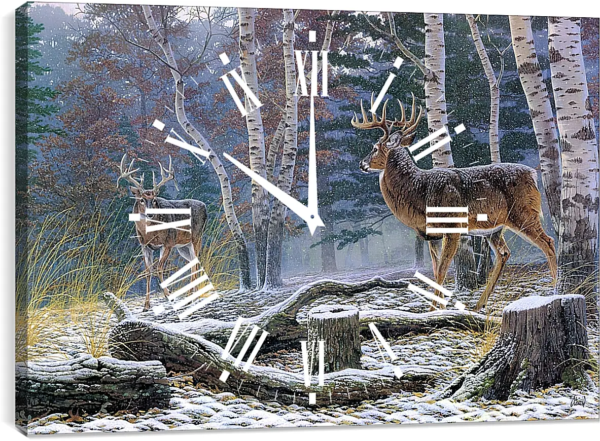 Часы картина - Два лесных оленя