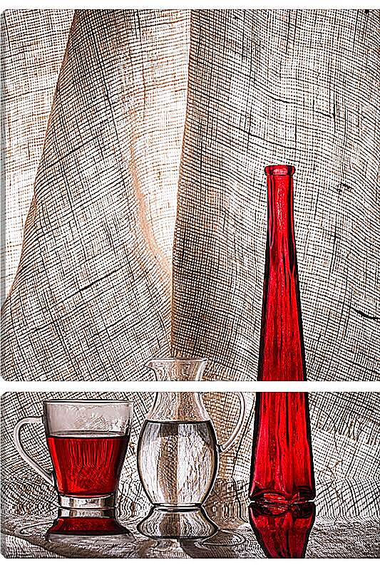 Модульная картина - Натюрморт с красной бутылкой
