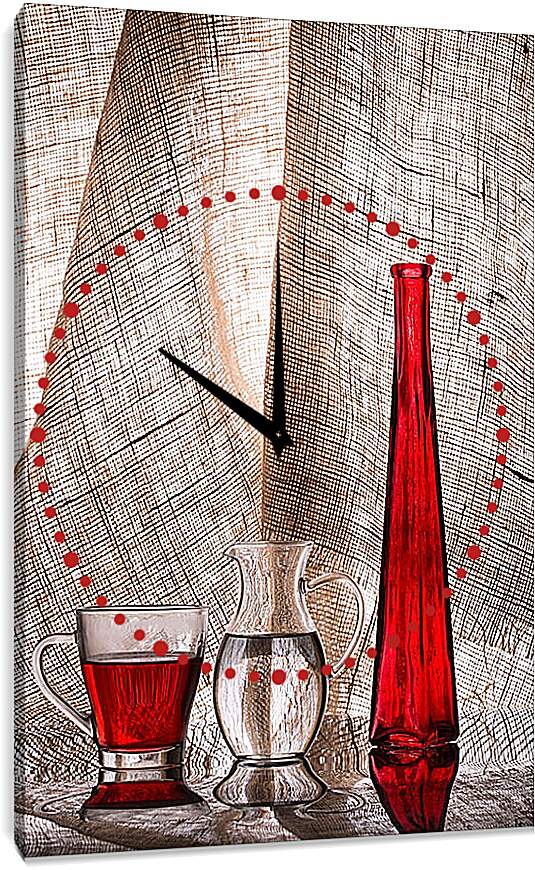 Часы картина - Натюрморт с красной бутылкой