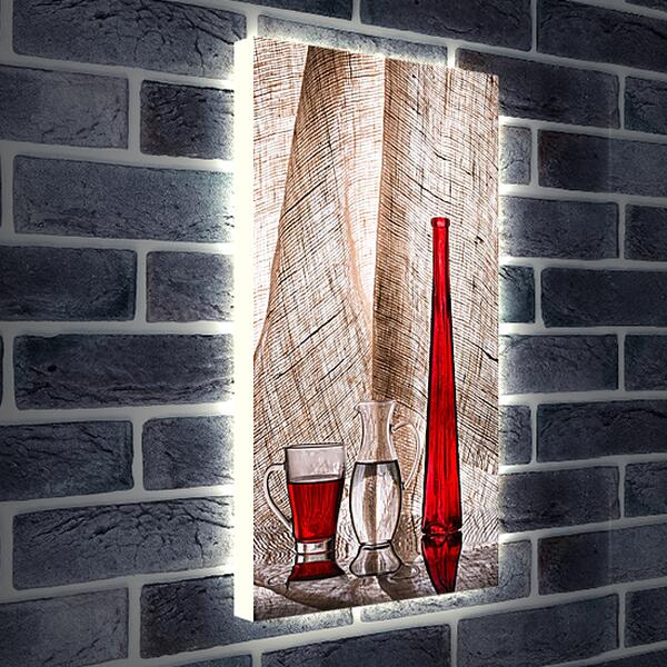 Лайтбокс световая панель - Натюрморт с красной бутылкой