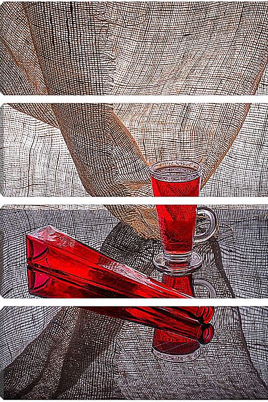 Модульная картина - Натюрморт с красной бутылкой 2