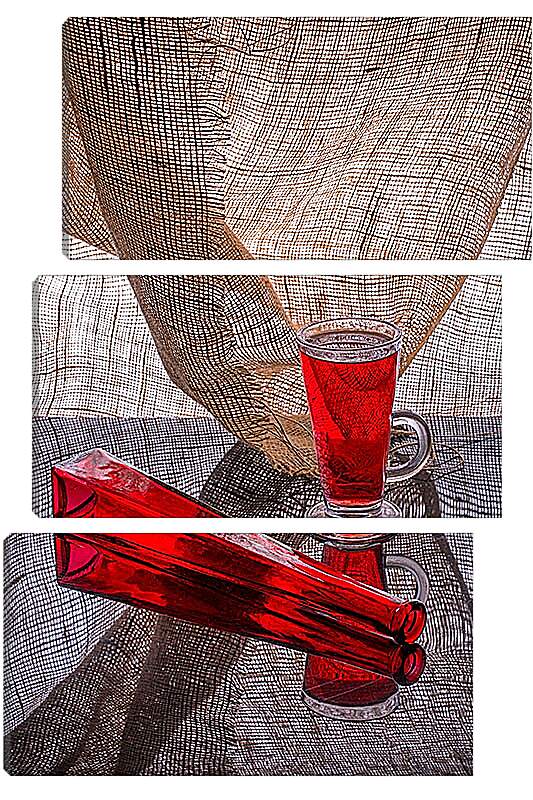 Модульная картина - Натюрморт с красной бутылкой 2