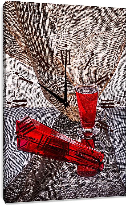 Часы картина - Натюрморт с красной бутылкой 2