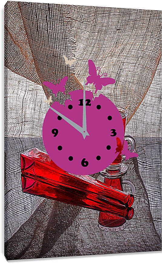Часы картина - Натюрморт с красной бутылкой 2