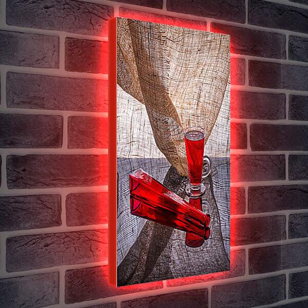 Лайтбокс световая панель - Натюрморт с красной бутылкой 2