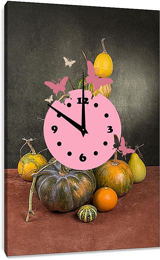 Часы картина - Натюрморт с тыквами