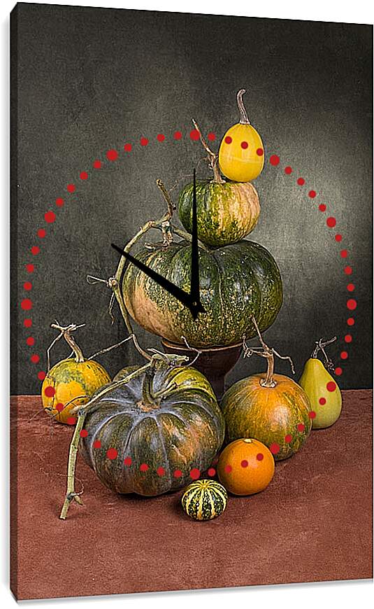 Часы картина - Натюрморт с тыквами