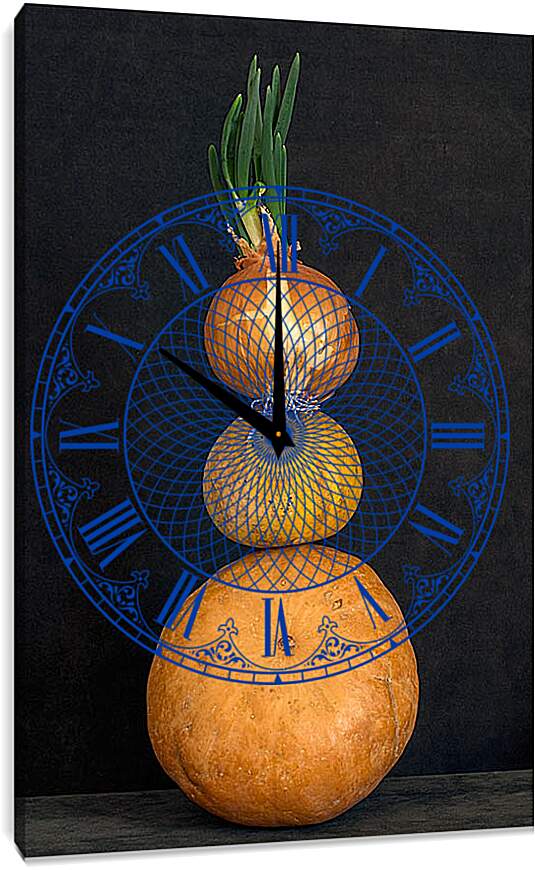 Часы картина - Натюрморт с тыквами и луком