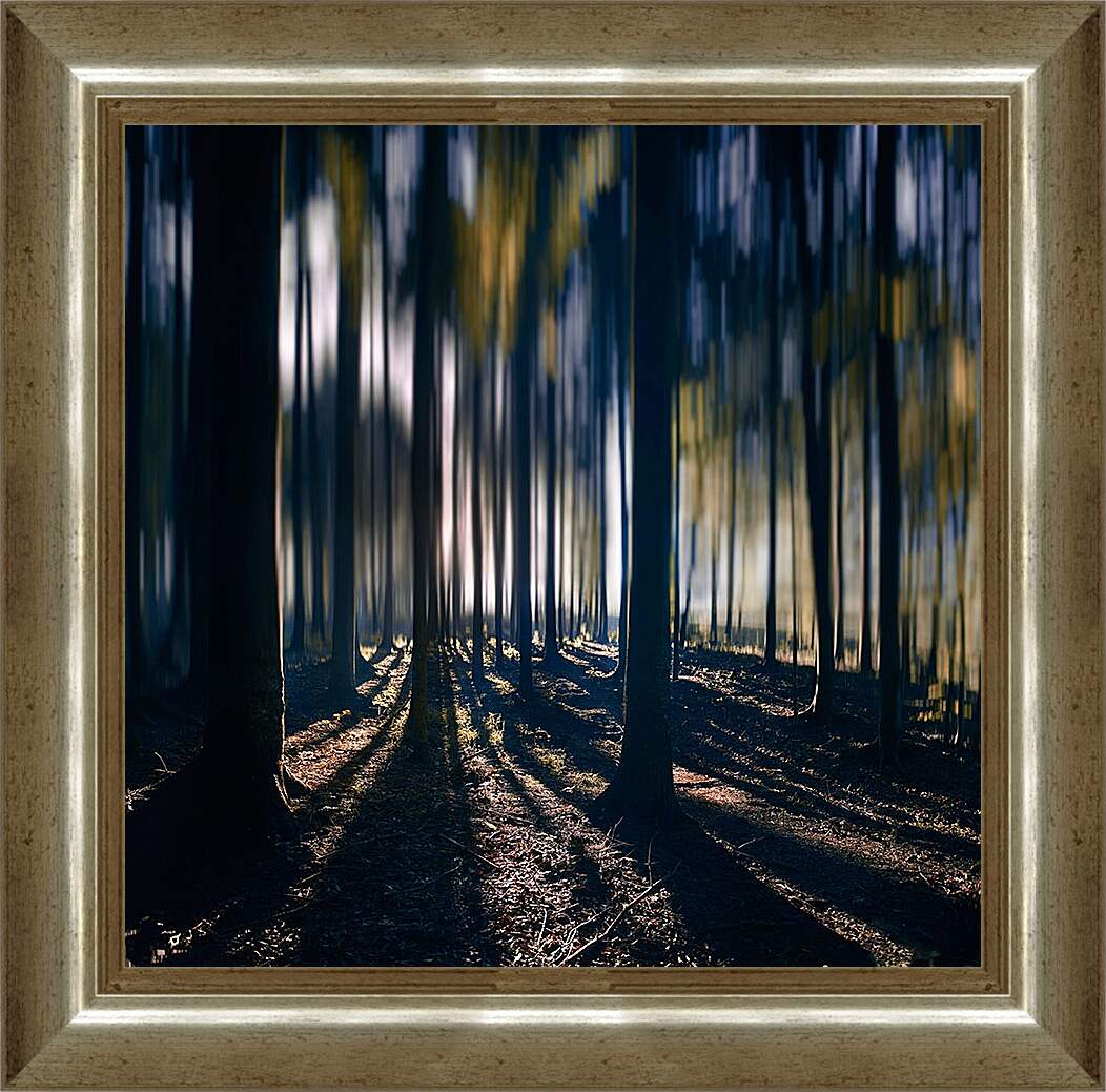 Картина в раме - Синий лес