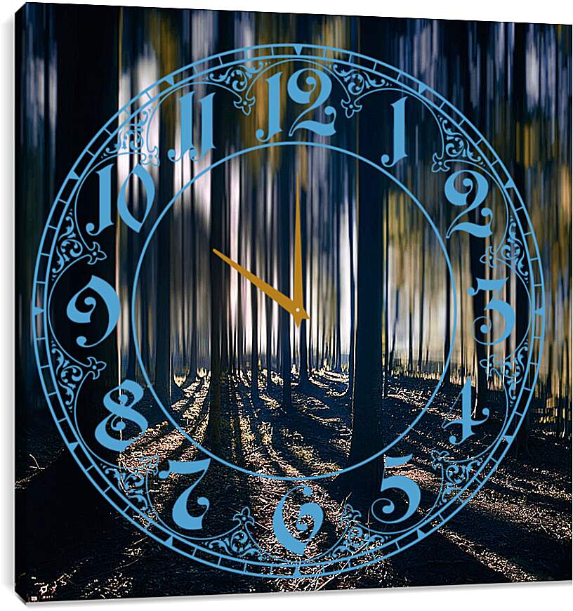 Часы картина - Синий лес