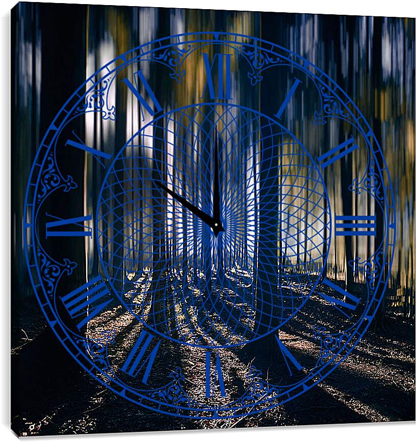 Часы картина - Синий лес