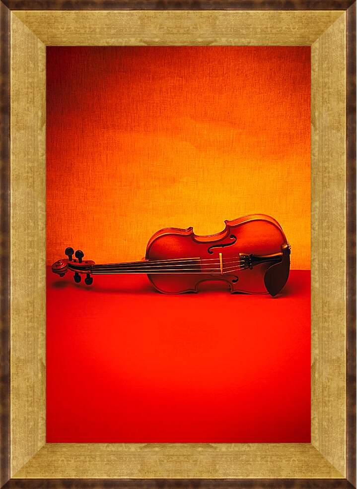 Картина в раме - Скрипка на красном