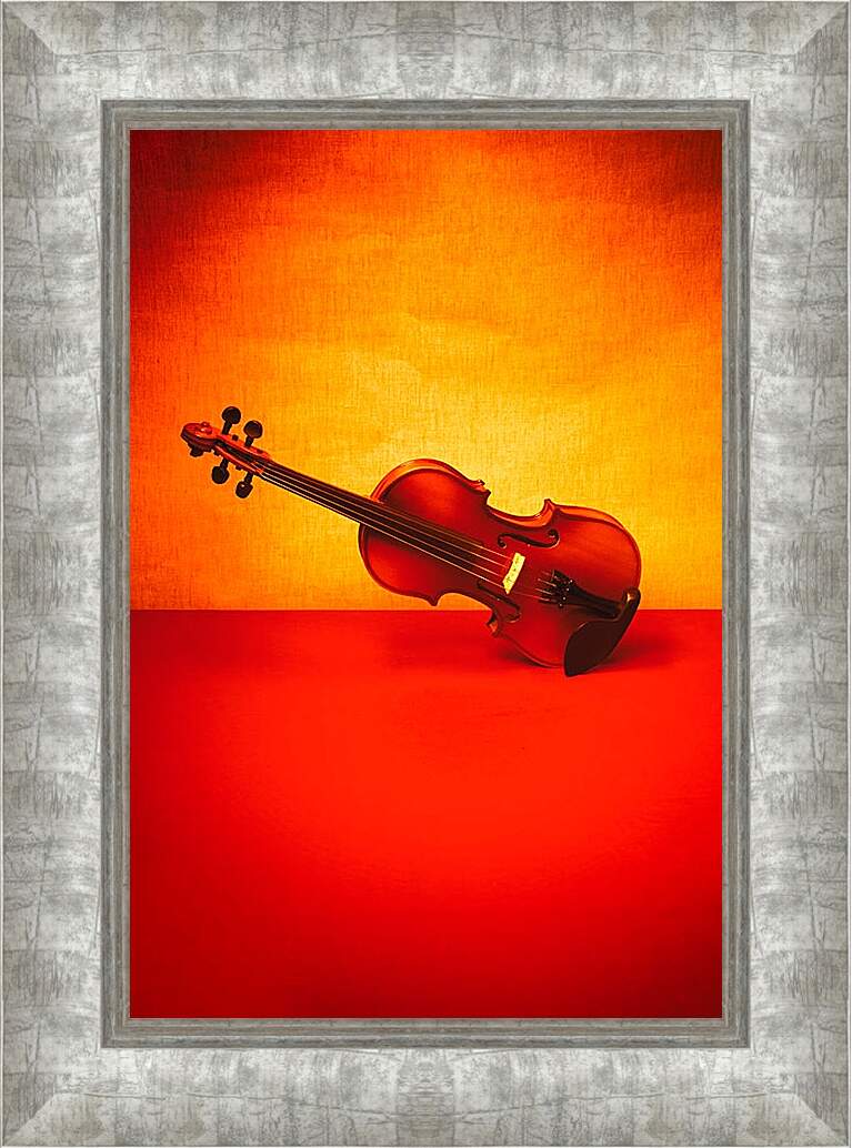 Картина в раме - Скрипка на красном 2