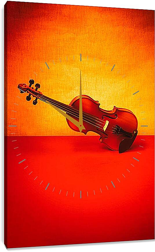 Часы картина - Скрипка на красном 2