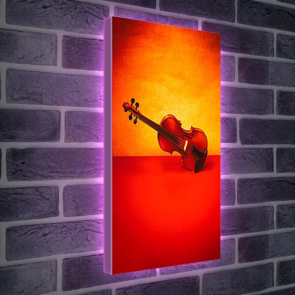 Лайтбокс световая панель - Скрипка на красном 2