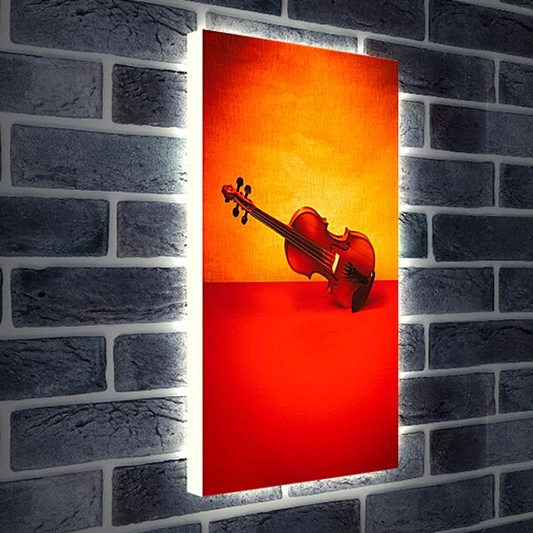 Лайтбокс световая панель - Скрипка на красном 2