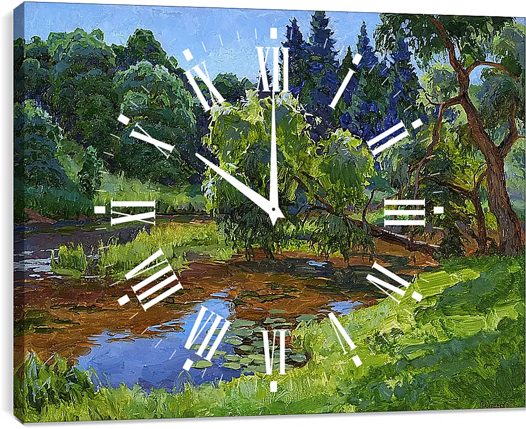 Часы картина - Протва. Солнечный денёк.
