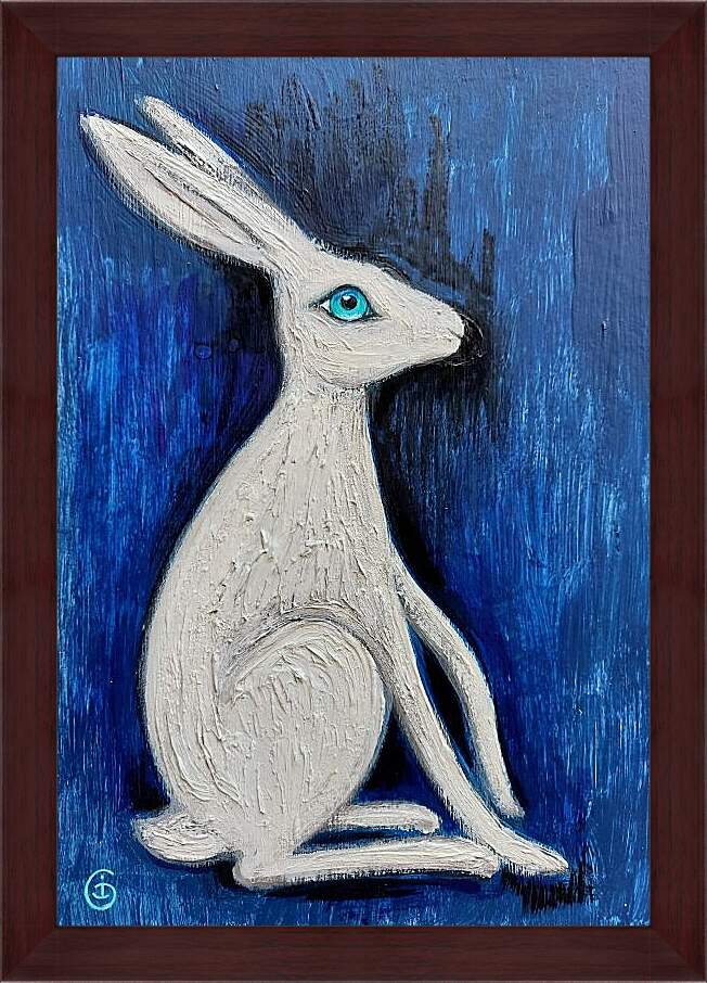 Картина в раме - Белый кролик