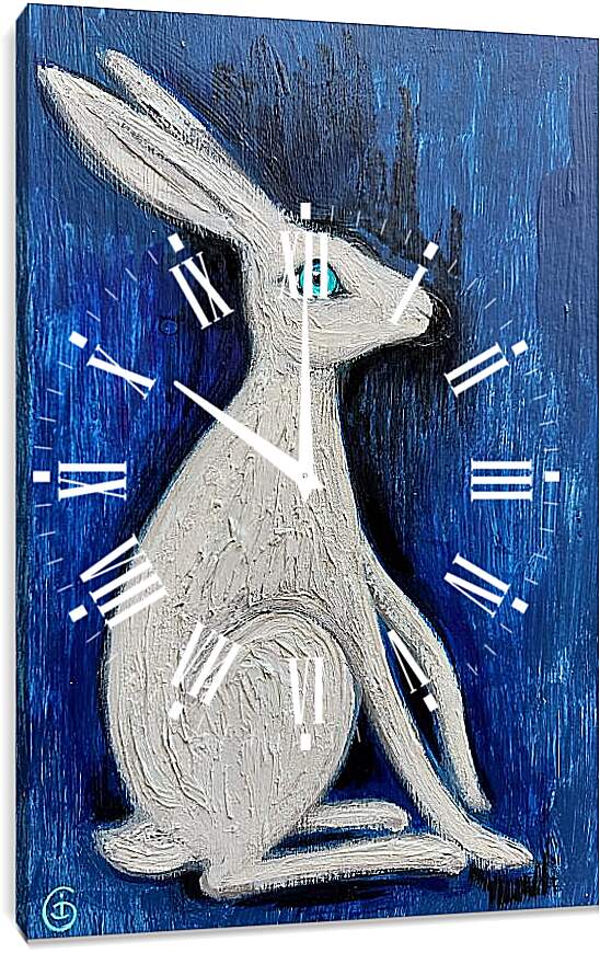 Часы картина - Белый кролик